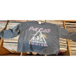 Pink Floyd Dark Side of the Moon Graphic Sweatshirt Charcoal Gray Cropped XL